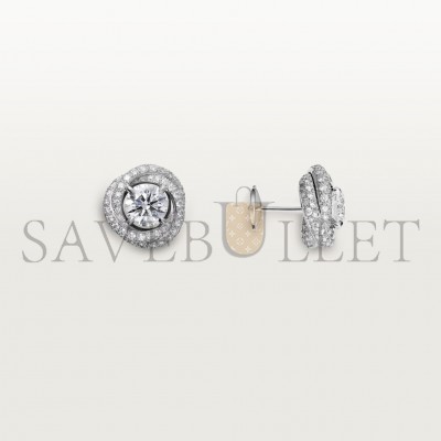 CARTIER TRINITY 18K WHITE GOLD, DIAMOND RUBAN EARRINGS N8515014